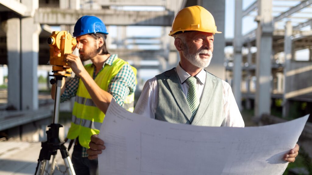 two engineer working in construction